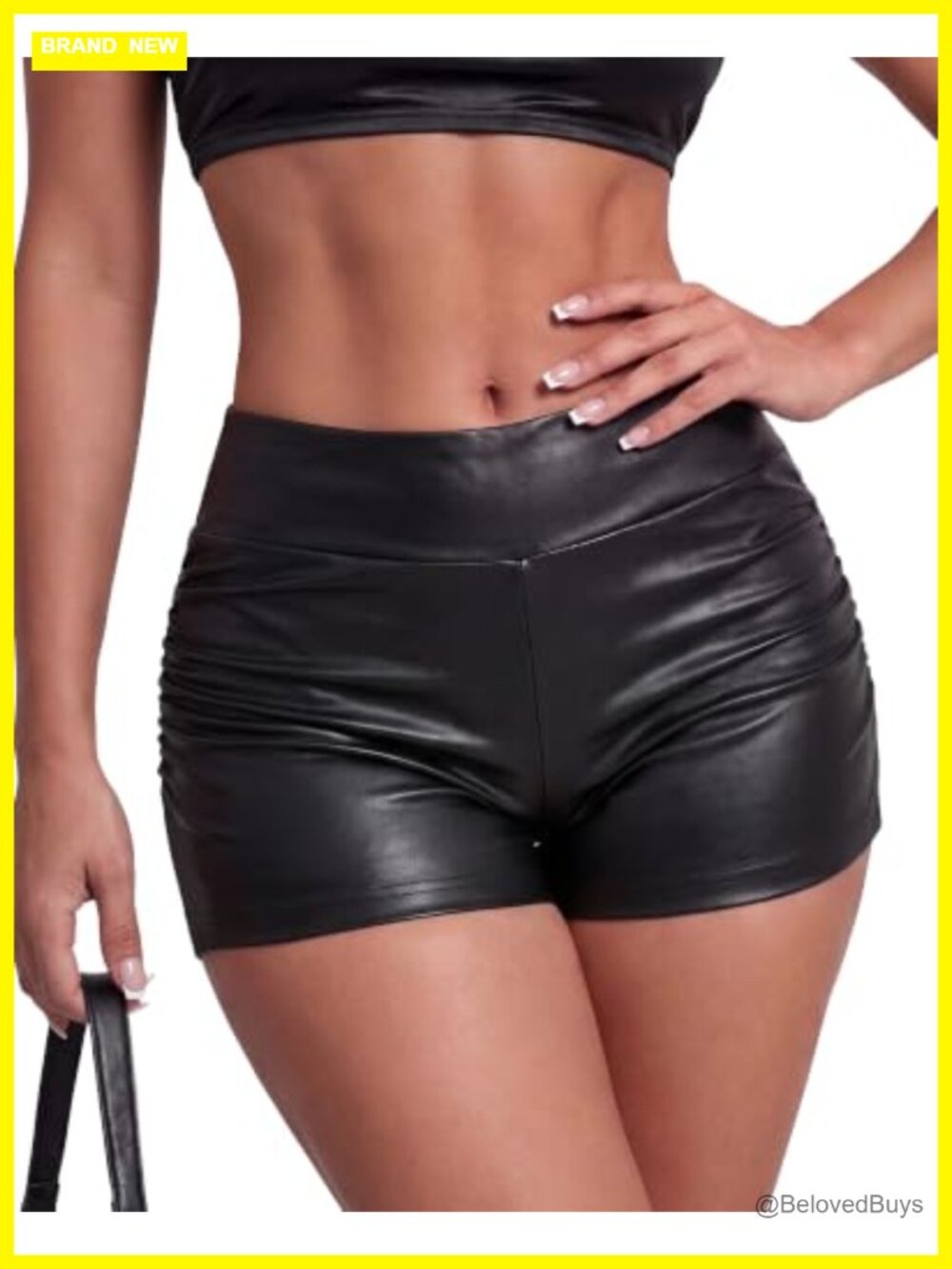 Faux Leather High Waist Stretchy Pull-On Mini Shorts